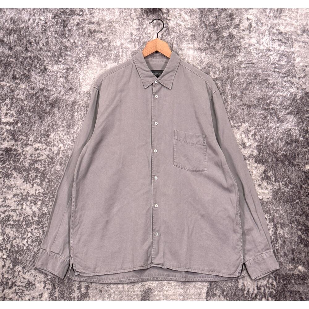 Oska Shirt 6 / 2XL Womens Gray Lyocell Twill Long Sleeve Button Down